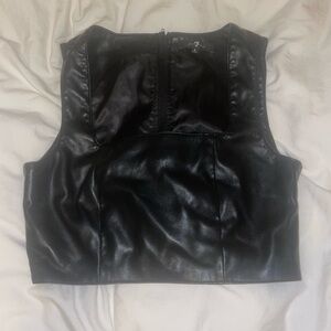7 mankind Black Faux Leather Crop Top